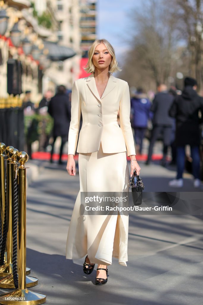 Elsa Hosk is seen heading to the Christian Dior show during Paris