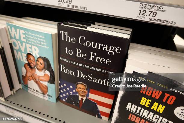Florida Governor Ron DeSantis's book “The Courage to Be Free: Florida’s Blueprint for America’s Revival,” for sale on a store shelf on February 28,...