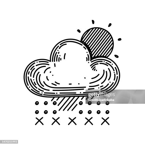 weather line icon, sketch design, pixel perfect, editable stroke. - cloudy night stock illustrations