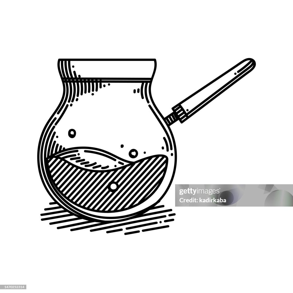 Turkish Coffee Line icon, Sketch Design, Pixel perfect, Editable stroke.