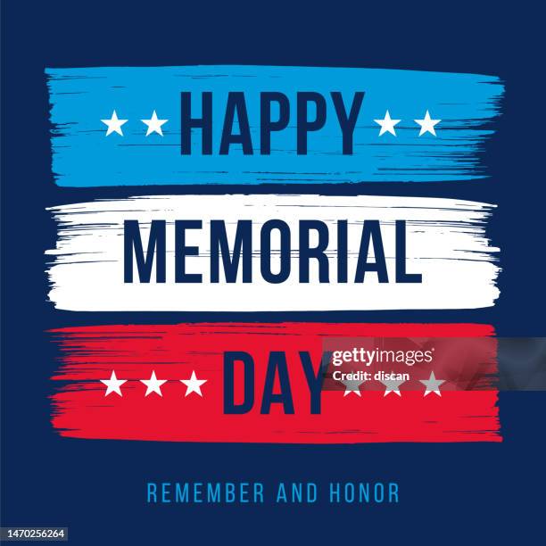 ilustrações de stock, clip art, desenhos animados e ícones de happy memorial day. beautiful modern greeting card with american flag. - feriado americano memorial day