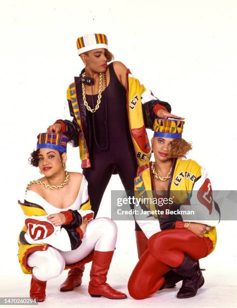 American rap trio Salt-N-Pepa, New York, New York, 1988. Left to right: Cheryl James , Deidra Roper and Sandra Denton .