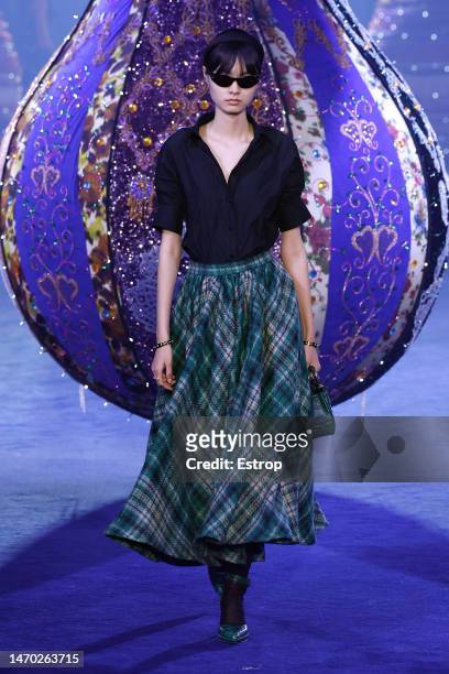 Model walks the runway during the Christian Dior Womenswear Fall Winter 2023-2024 show as part of Paris Fashion Week on February 28, 2023 in Paris,...