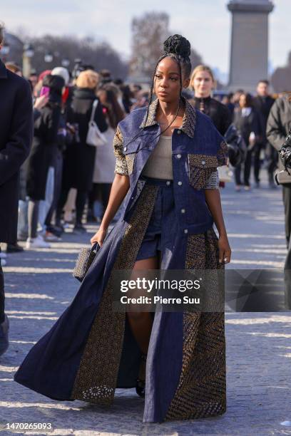 Thuso Mbedu attends the Christian Dior Womenswear Fall Winter 2023-2024 show as part of Paris Fashion Week on February 28, 2023 in Paris, France.