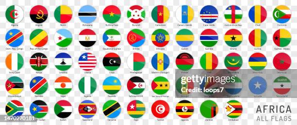 bildbanksillustrationer, clip art samt tecknat material och ikoner med africa flags on transparent background - complete vector collection - algeriska flaggan