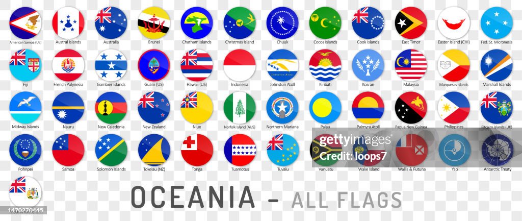 Oceania Flags on Transparent Background - Complete Vector Collection