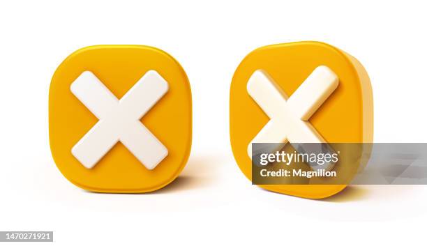 ilustraciones, imágenes clip art, dibujos animados e iconos de stock de iconos vectoriales de cruz, desaprobación o elección incorrecta en amarillo - letter x