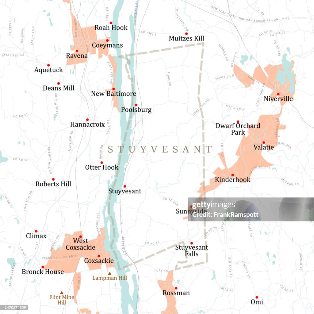 NY Columbia Stuyvesant Vector Road Map