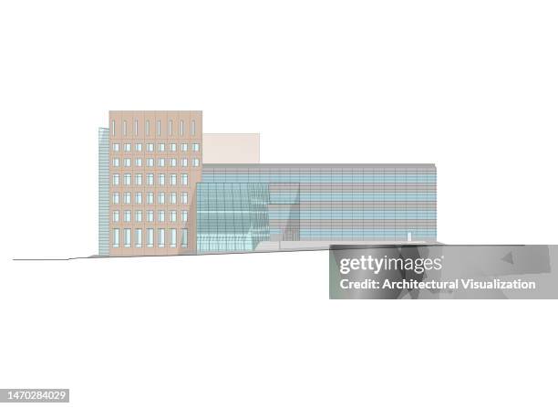 elevation drawing of an educational building facade - school reform stock illustrations