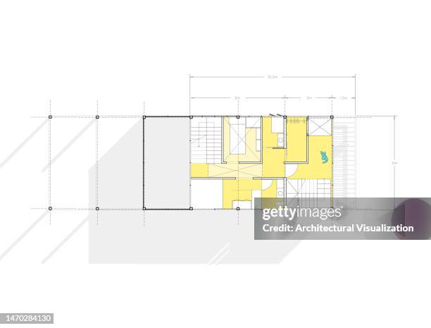 apartment plan drawing - apartment cross section stock illustrations