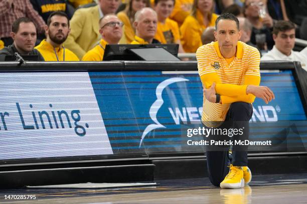 Head coach Shaka Smart of the Marquette Golden Eagles watches play in the second half against the DePaul Blue Demons at Fiserv Forum on February 25,...