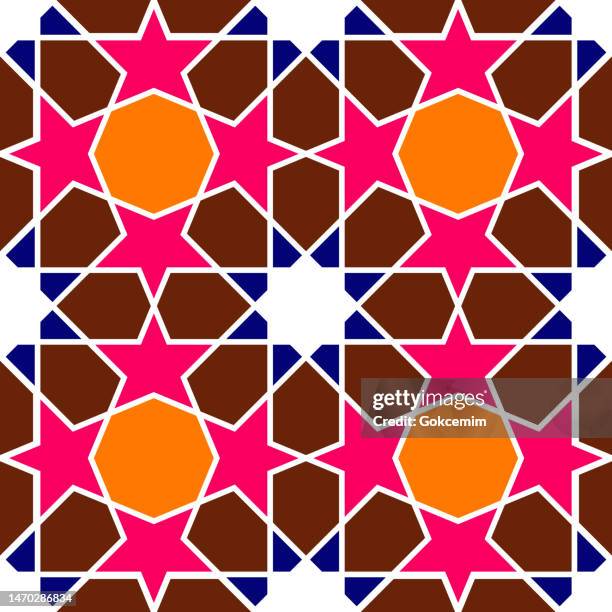 ilustrações de stock, clip art, desenhos animados e ícones de islamic seamless pattern, abstract background. vector tile , lisbon arabic geometrical mosaic, mediterranean seamless ornament. - trabalho à base de remendos