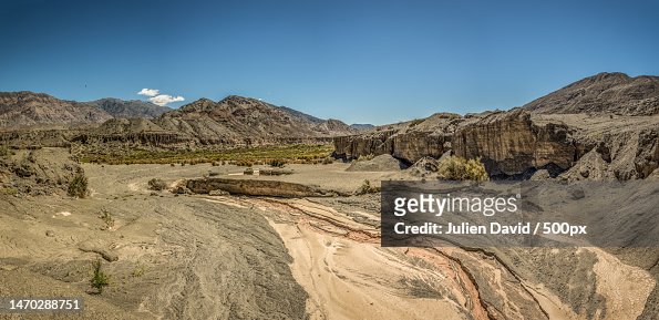 Scenic view of mountains against clear blue sky,San Juan,Argentina