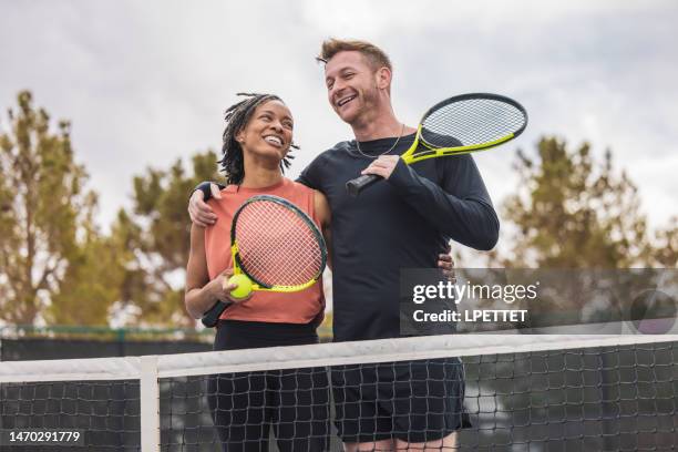 tennis couple - mixed doubles stockfoto's en -beelden