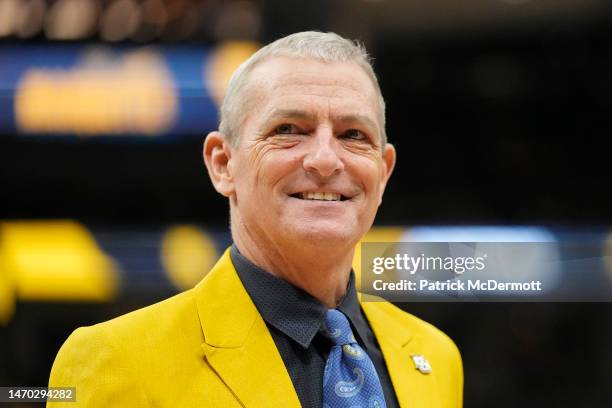 Dr. Michael Lovell, president of Marquette University, looks on in the first half during the game between the DePaul Blue Demons and Marquette Golden...