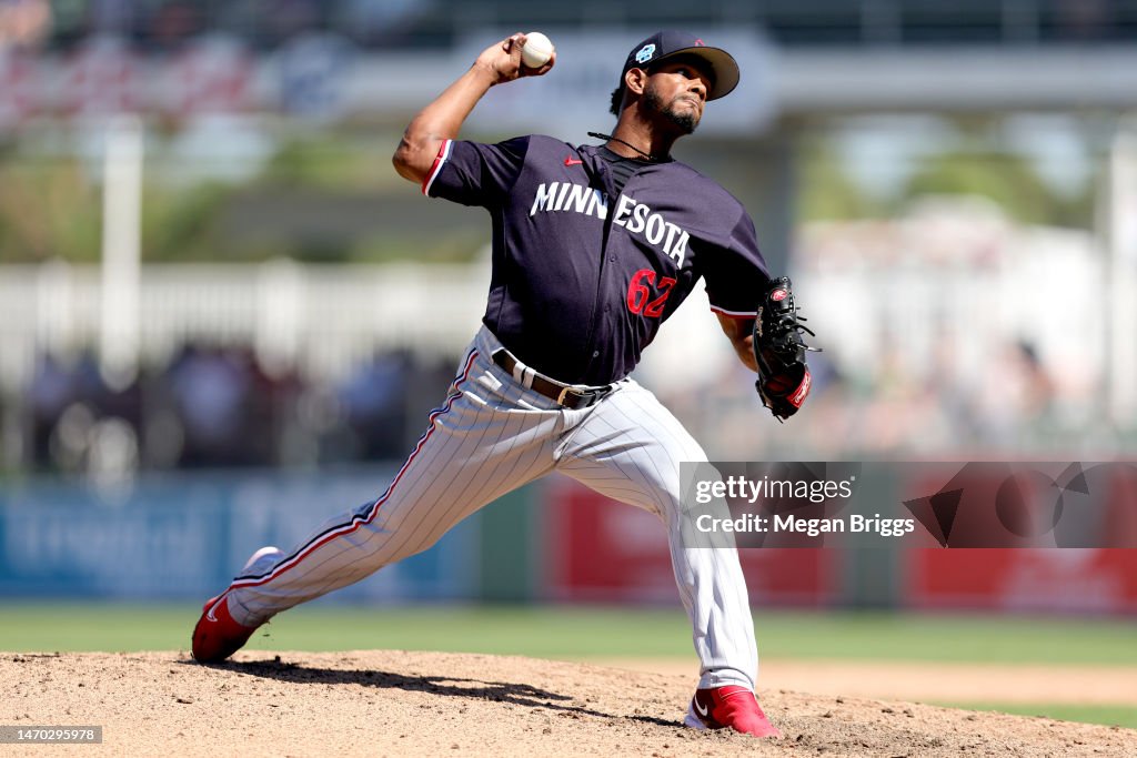 Oliver Ortega of the Minnesota Twins delivers a pitch against the ...