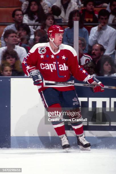 Washington Capitals defenseman, Calle Johansson, pulls up just past the Devils blueline during the game against the NJ Devils at the Meadowlands...