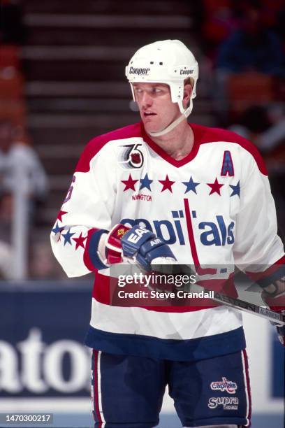 Washington Capitals defenseman, Calle Johansson, during a play stoppage in the game against the NJ Devils at the Meadowlands Arena ,East Rutherford,...