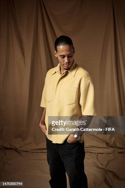Virgil van Dijk poses for a portrait ahead of The Best FIFA Football Awards 2022 on February 27, 2023 in Paris, France.