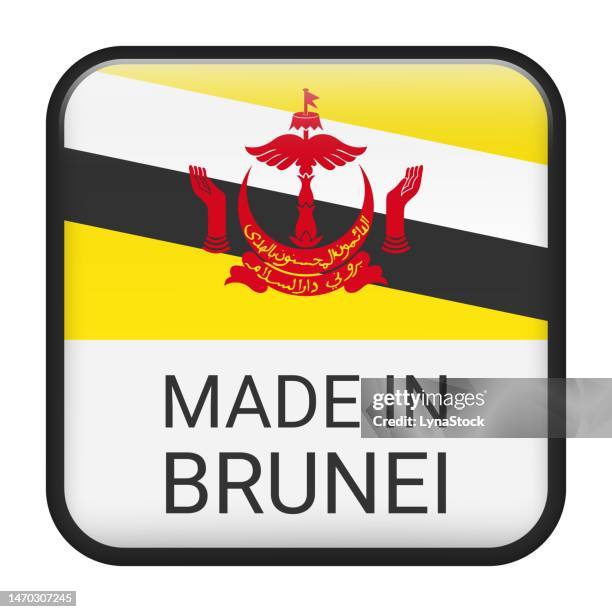 made in brunei badge vector. sticker with stars and national flag. sign isolated on white background. - brunei stock illustrations