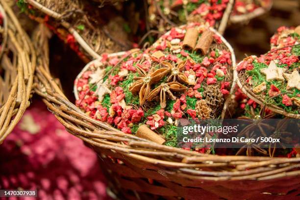 close-up of flowers in basket,dresda,germany - dresda imagens e fotografias de stock