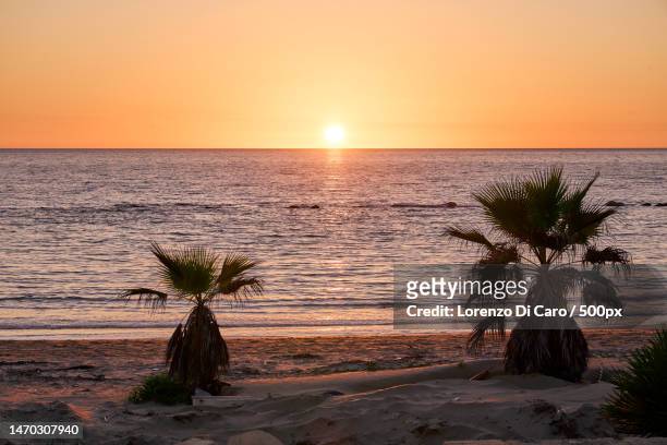 scenic view of sea against sky during sunset,san leone,agrigento,italy - agrigento stockfoto's en -beelden