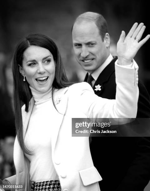 Prince William, Prince of Wales and Catherine, Princess of Wales smile as they depart Aberavon Leisure & Fitness Centre during their visit to Wales...