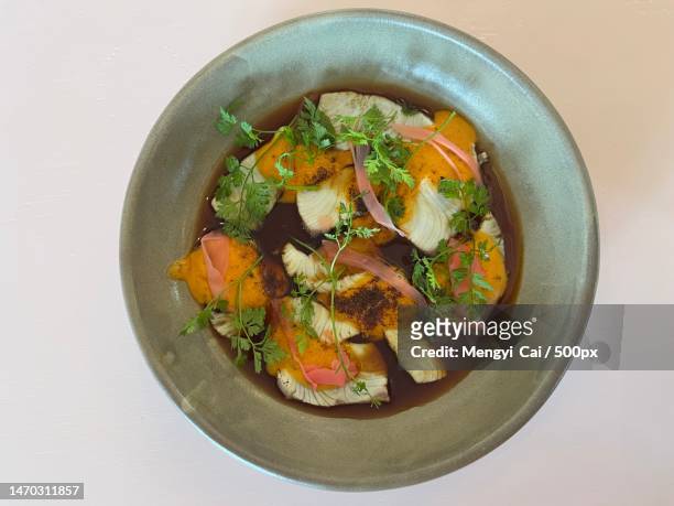 kingfish with pickled ginger and soy sauce,auckland,new zealand - new zealand food stock-fotos und bilder