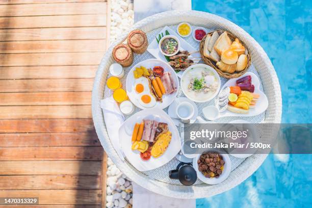 directly above shot of food in plate on table,indonesia - bali luxury bildbanksfoton och bilder