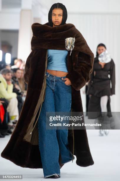 Model walks the runway during the Vaillant Womenswear Fall Winter 2023-2024 show as part of Paris Fashion Week on February 28, 2023 in Paris, France.