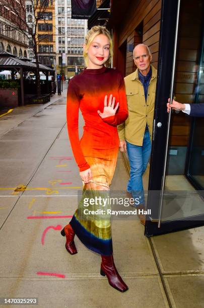 Gigi Hadid is seen walking in soho on February 28, 2023 in New York City.