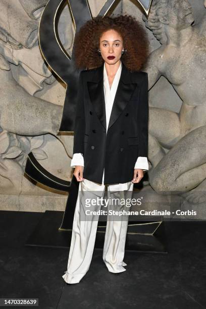 Adwoa Aboah attends the Saint Laurent Womenswear Fall Winter 2023-2024 show as part of Paris Fashion Week on February 28, 2023 in Paris, France.