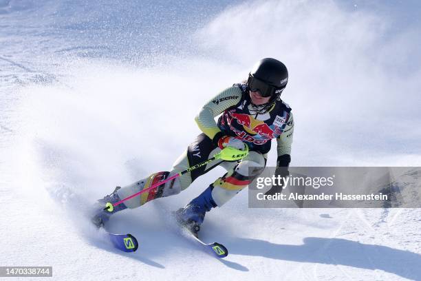 Andrea Rothfuss of Germany competes in the Woman Standing competition at the Kitzbuehel 2023 FIS Para Alpine Ski World Cup at Ganslern on February...