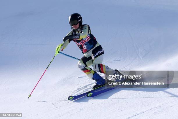 Andrea Rothfuss of Germany competes in the Woman Standing competition at the Kitzbuehel 2023 FIS Para Alpine Ski World Cup at Ganslern on February...