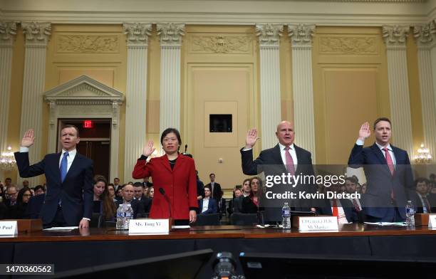 Scott Paul, president of the Alliance for American Manufacturing; human rights activist Tong Yi; Lt. Gen. H.R. McCaster ; and Matthew Pottinger,...