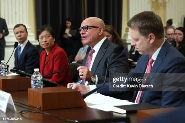Scott Paul, president of the Alliance for American Manufacturing, human rights activist Tong Yi, Lt. Gen. H.R. McCaster and Matthew Pottinger,...