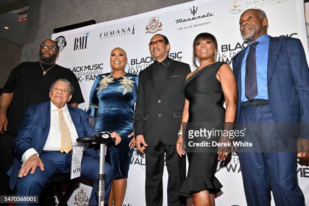 Killer Mike, Andrew Young, Georgia State Representative Erica Thomas, Dr. Bobby Jones, Catherine Brewton, and Danny Glove attend the 2023 Black Music...