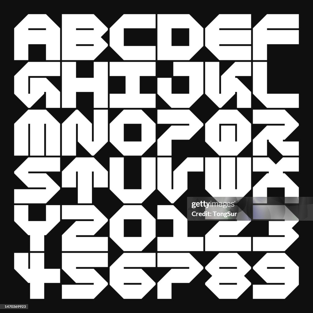 Cube Type Lettering Cube Mono A3 Font Alphabet And Numbers High-Res Vector Graphic - Getty ...