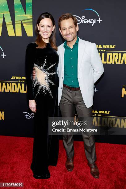 Emily Swallow and Chad Kimball attend the Los Angeles Premiere Of Disney+ "The Mandalorian" Season 3 at El Capitan Theatre on February 28, 2023 in...