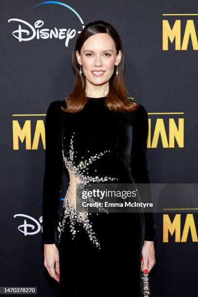 Emily Swallow attends the Los Angeles Premiere Of Disney+ "The Mandalorian" Season 3 at El Capitan Theatre on February 28, 2023 in Los Angeles,...