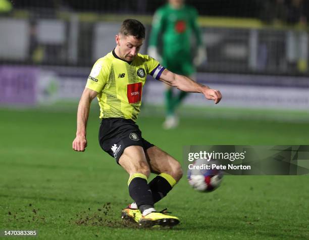 Josh Falkingham of Harrogate Town in action during the Sky Bet League Two between Harrogate Town and Northampton Town at The EnviroVent Stadium on...