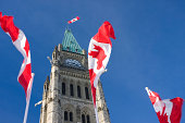 Parliament of Canada, Peace Tower, Canadian Flags