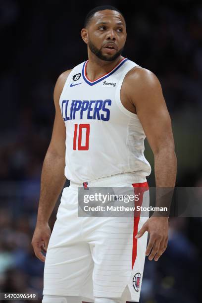Eric Gordon of the Los Angeles Clippers plays the Denver Nuggets in the fourth quarter at Ball Arena on February 26, 2023 in Denver, Colorado. NOTE...