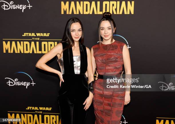 Vanessa Merrell and Veronica Merrell-Burriss attend the Los Angeles Premiere Of Disney+ "The Mandalorian" Season 3 at El Capitan Theatre on February...