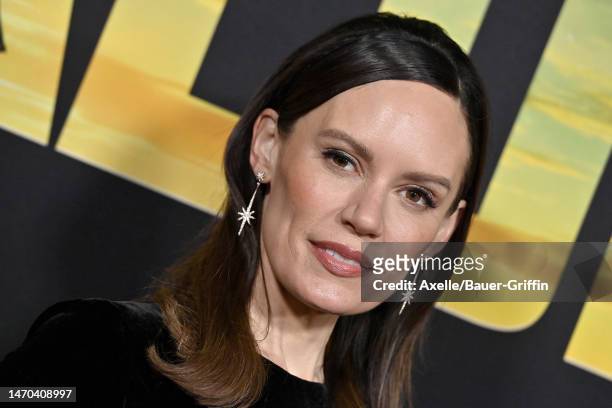 Emily Swallow attends the Los Angeles Premiere of Disney+ "The Mandalorian" Season 3 at El Capitan Theatre on February 28, 2023 in Los Angeles,...