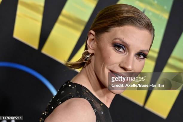 Katee Sackhoff attends the Los Angeles Premiere of Disney+ "The Mandalorian" Season 3 at El Capitan Theatre on February 28, 2023 in Los Angeles,...