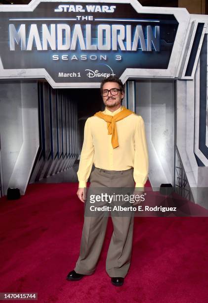 Pedro Pascal attends the Mandalorian special launch event at El Capitan Theatre in Hollywood, California on February 28, 2023.