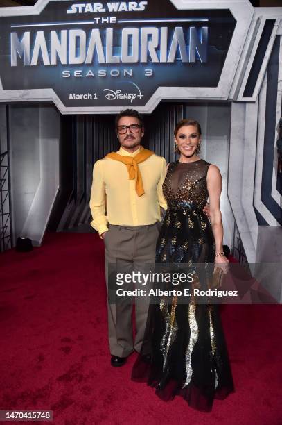 Pedro Pascal and Katee Sackhoff attend the Mandalorian special launch event at El Capitan Theatre in Hollywood, California on February 28, 2023.