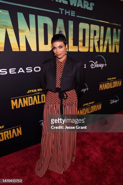 Rosario Dawson attends the Mandalorian special launch event at El Capitan Theatre in Hollywood, California on February 28, 2023.