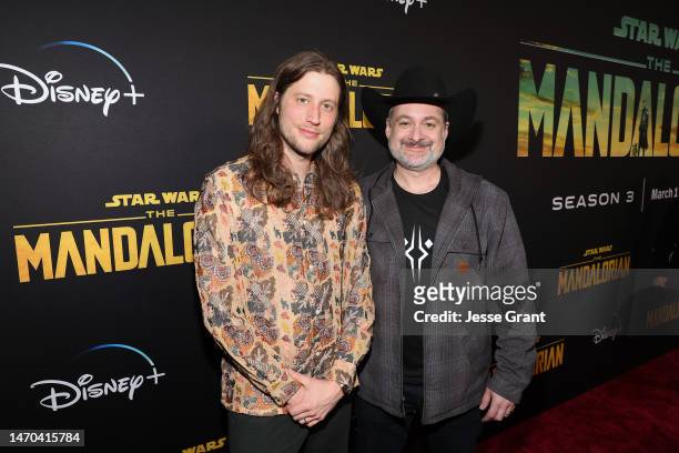 Ludwig Göransson and Executive Producer Dave Filoni attend the Mandalorian special launch event at El Capitan Theatre in Hollywood, California on...